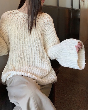 Flare sleeve lace knit ◇2color TH3589