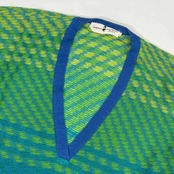 リネン混 HIROKO KOSHINO ヒロココシノ Vネック メッシュ ニット セーター 9T/レディース チュニック丈