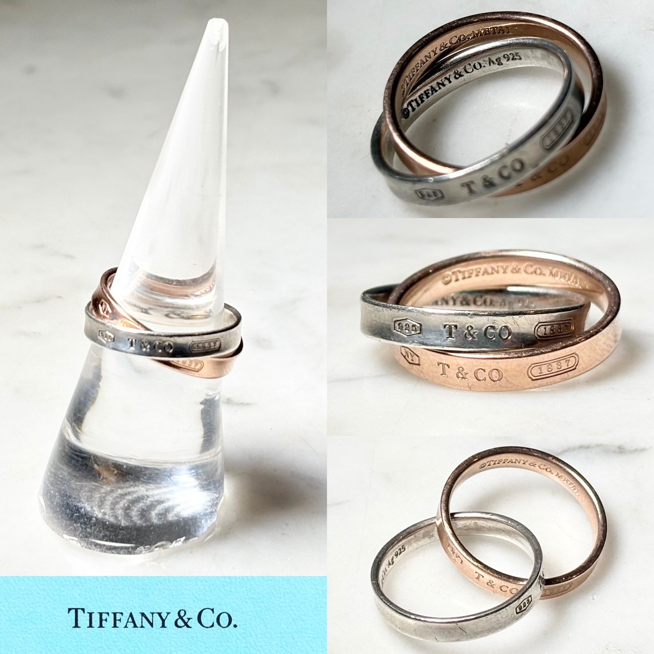 TIFFANY rubedo metal × silver ring “interlocking 1837”
