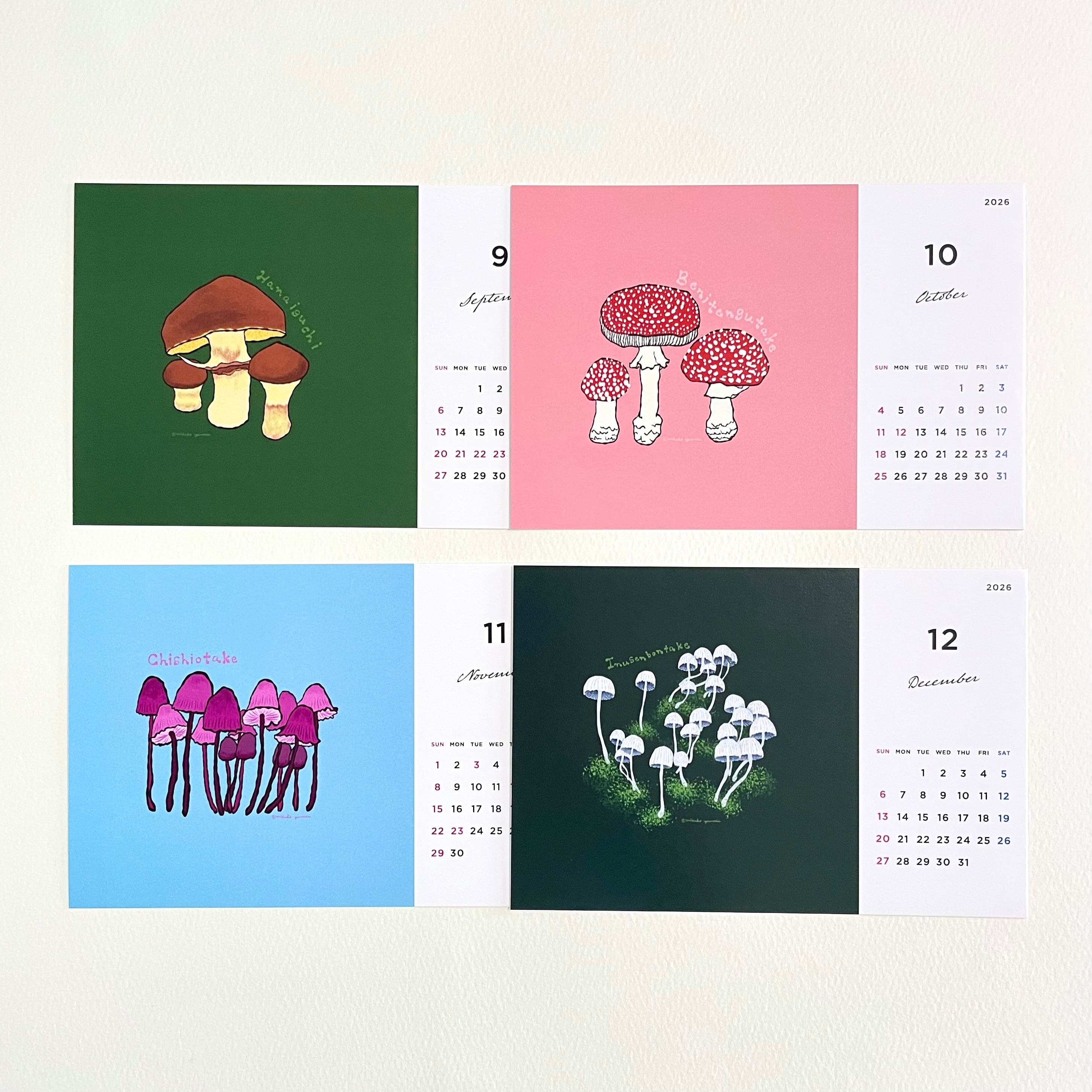 きのこカレンダー2026(木製スタンド付き)