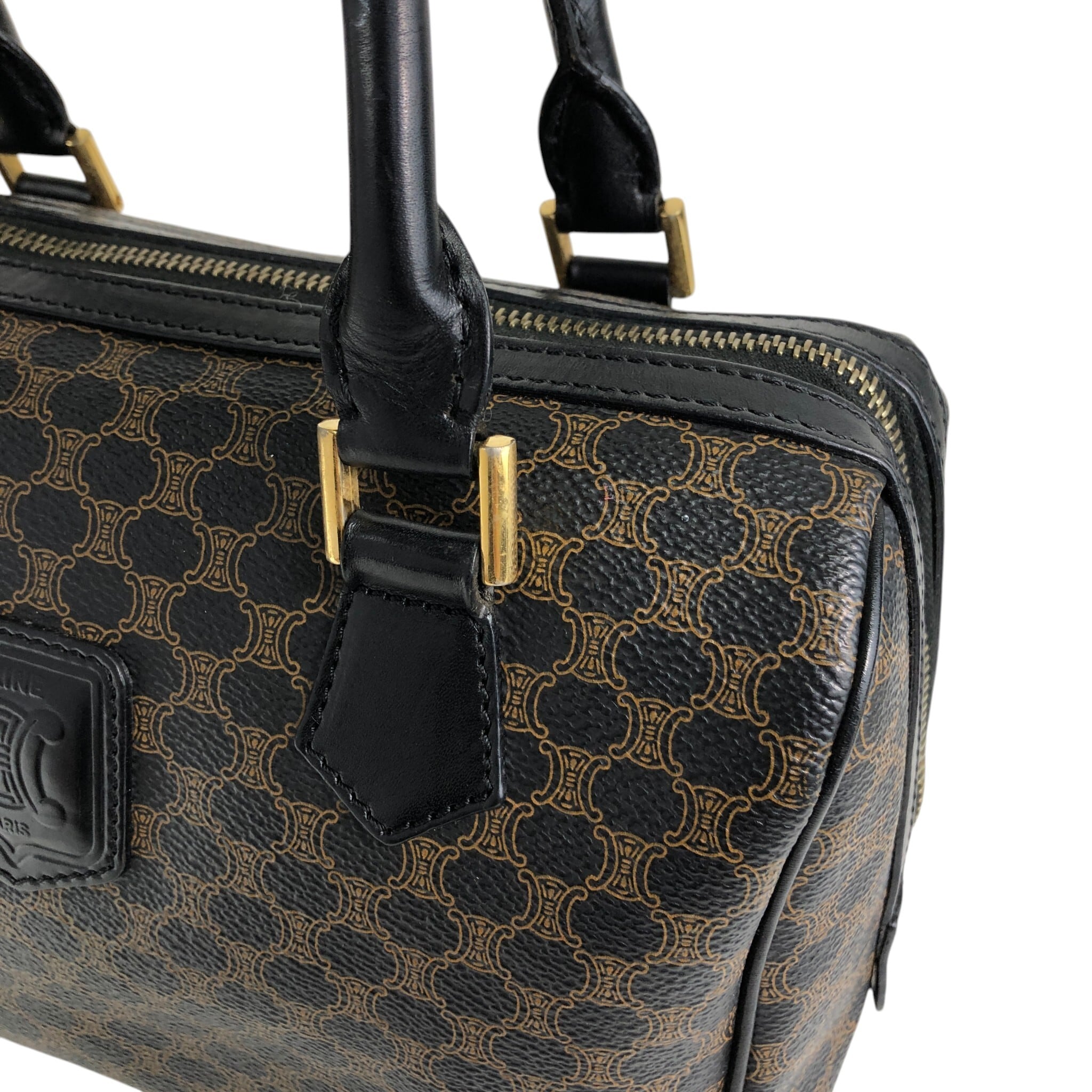 CELINE セリーヌ マカダム ショルダーバッグ ブラック ブラゾン型押し