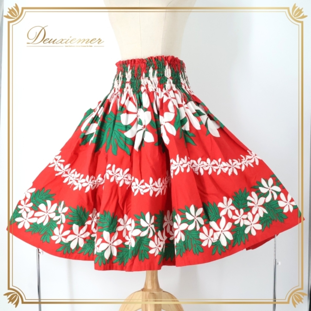 フラダンス 衣装 パウスカート レッド系 ティアレ柄 ハワイアンプリント アロハ フラ ダンス レッスン 練習 花柄 植物柄 シングルスカート フレア スカート 華やか 鮮やか かわいい おしゃれ 軽やか ふんわり グリーン系 ホワイト系 赤 緑 白 ティアレ 輸入 南国風 お揃い 旅行 おしゃれスタイル キッズ お祭り 夏祭り 特別イベント ダンス衣装 おすすめ人気 コーディネート