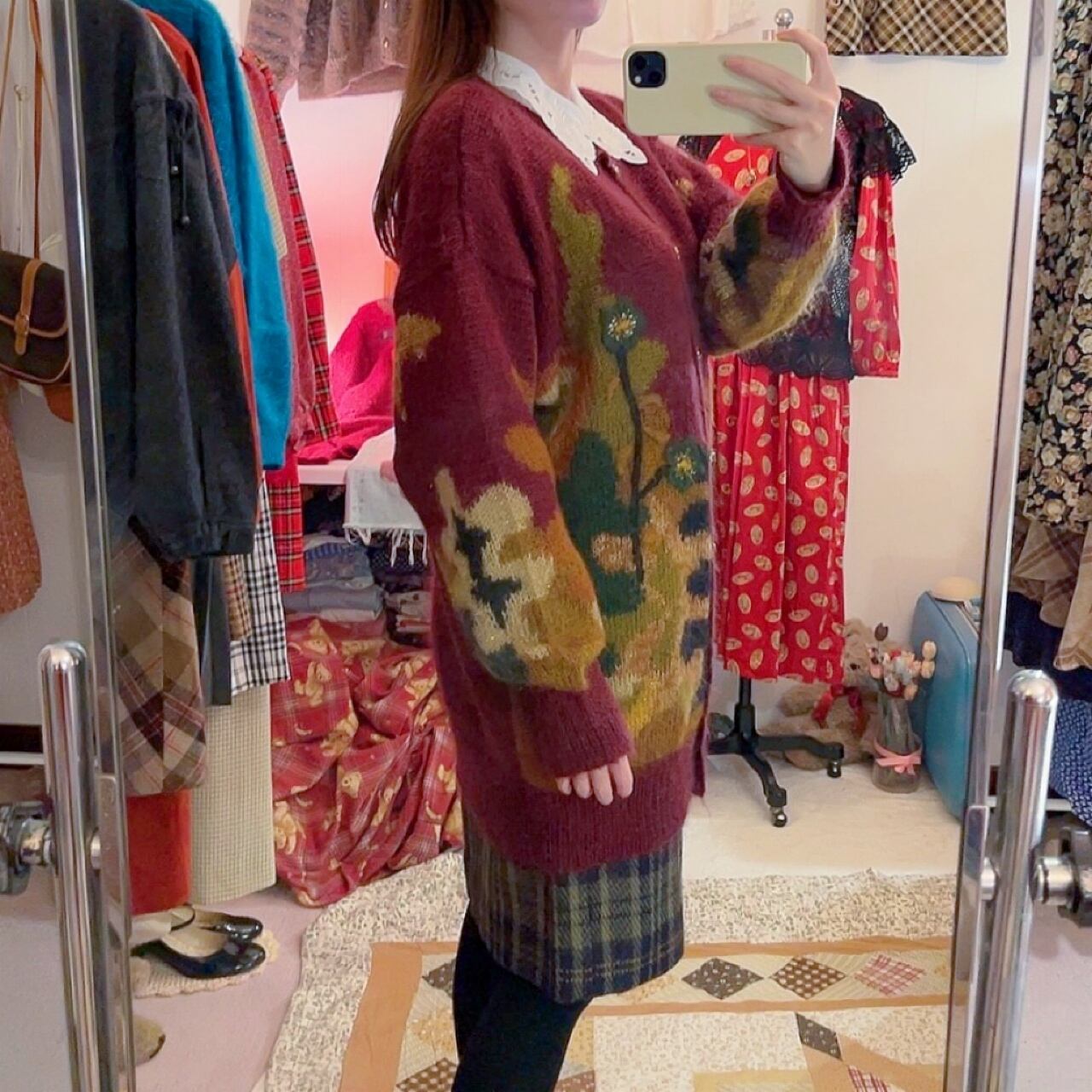 botanical lame knit cardigan
