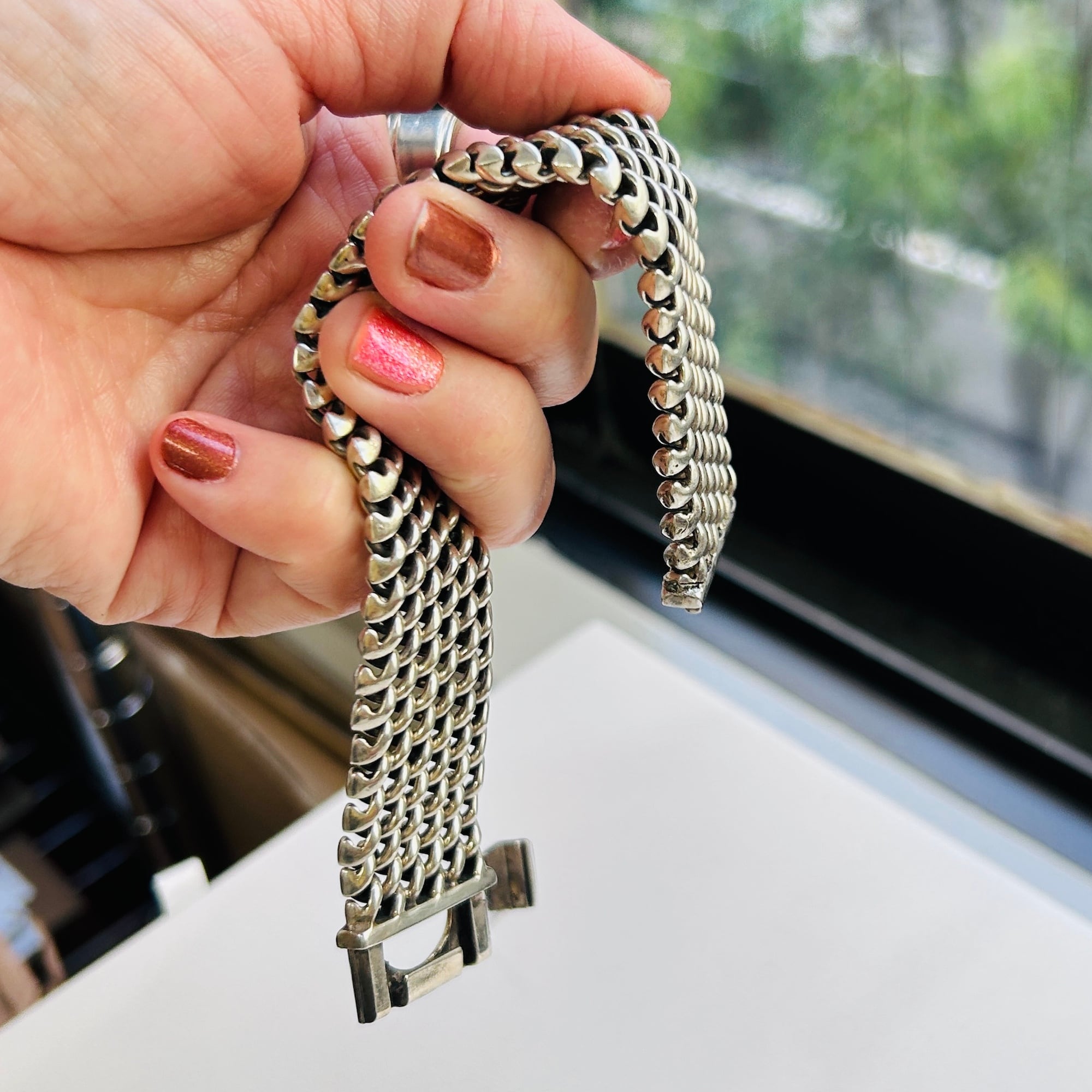 100g シルバー925 WIDEチェーンベルトブレスレット | Milo Antiques