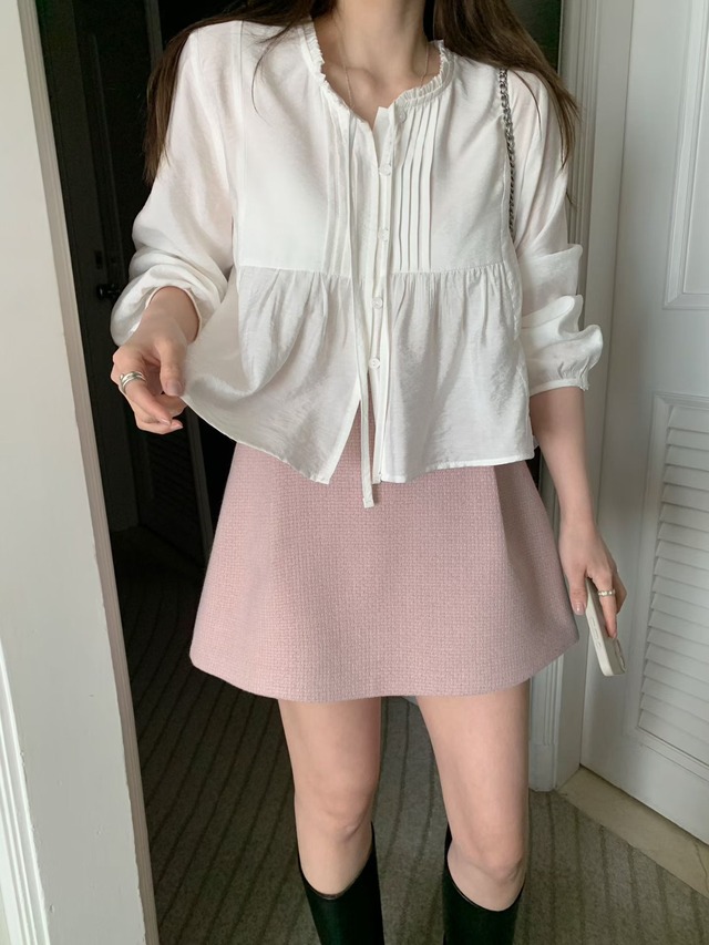 (予約) mellounge  / Rubin pintuck blouse 2color