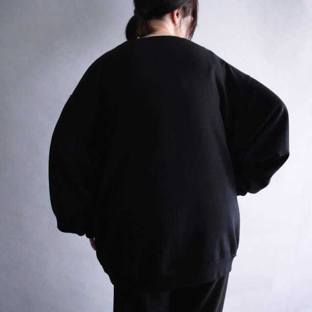 "パンダ×花" Wappen and printed double motif loose sweat