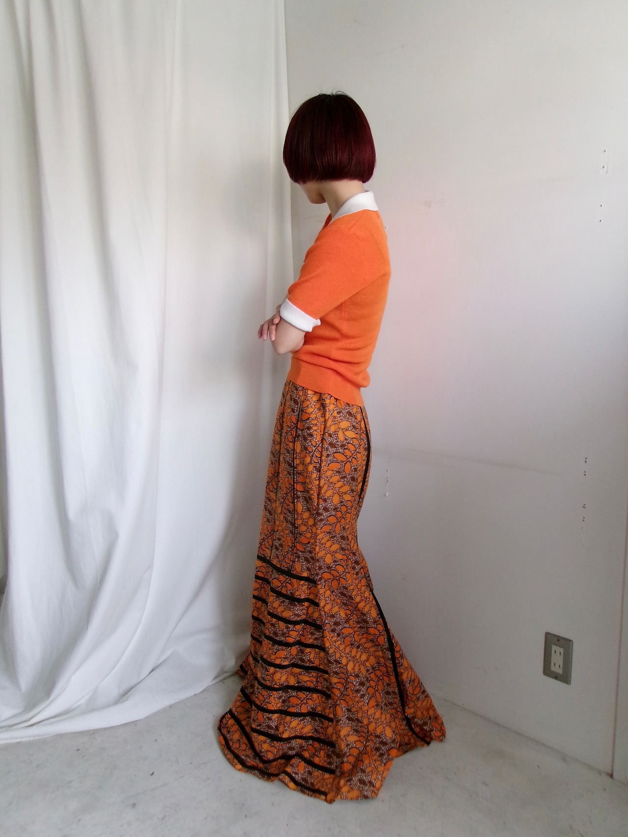 Batik pattern long skirt