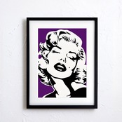 Monroe Love Purple|モノクロ×パープル女性ポートレイトポスター|洗練と遊び心を兼ね備えた都会的インテリアA3ポスター