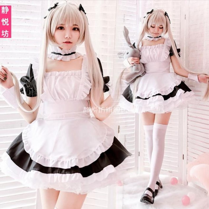 サブカル 服 地雷系 通販 メイド服 5点セット ガーリー 甘め