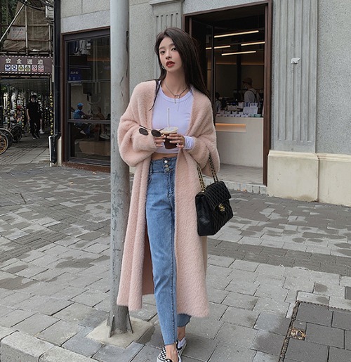 ニットカーディガン レディース カーディガン ロングカーディガン シンプル 無地 羽織 アウター ライトアウター 長袖 Ｖネック カラー豊富 厚手 ゆったり 秋冬 暖かい ニットカーディガン