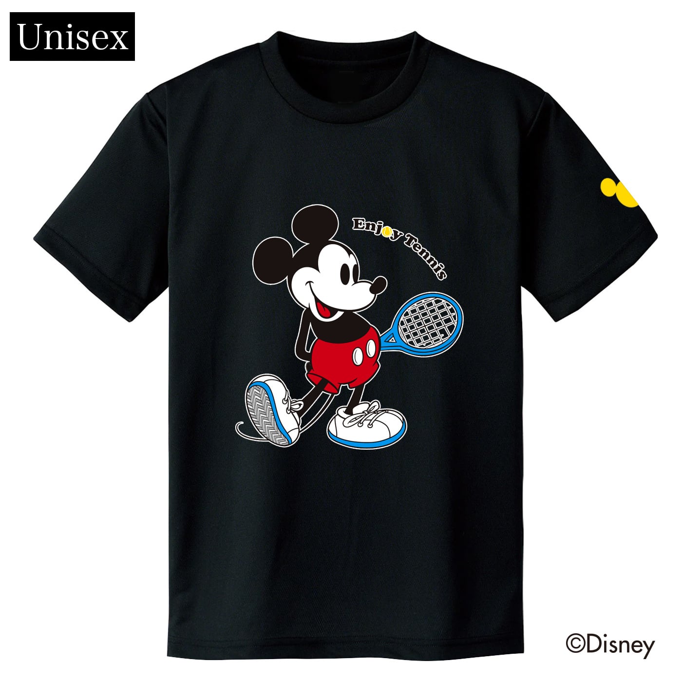 ユニセックス】ミッキーマウス テニス ドライTシャツ ブラック