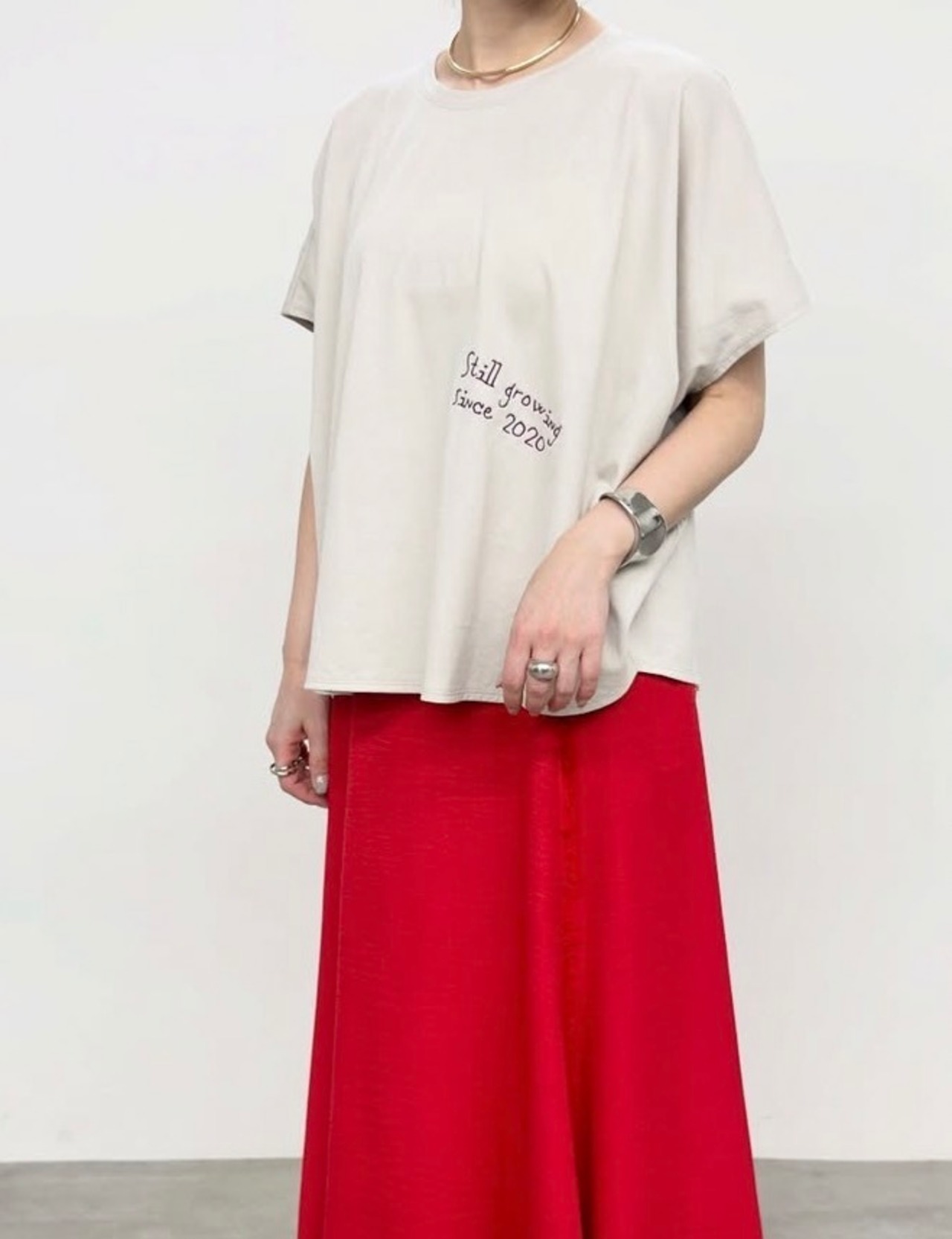 【NUS】 クラシック天竺　刺繍手書きロゴ　オーバーカットソー　610-35072