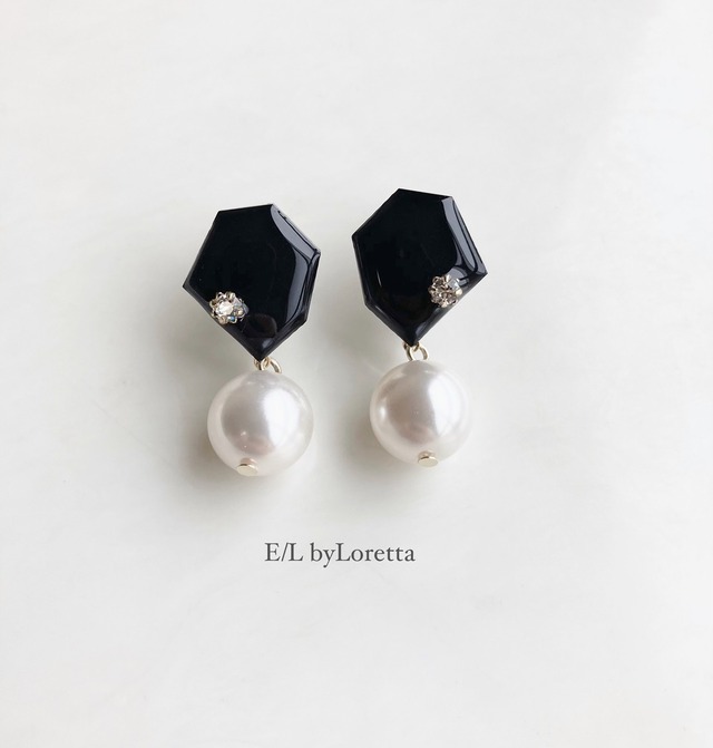 KAKERA pearl pierce/earring Ⅰ(Black)