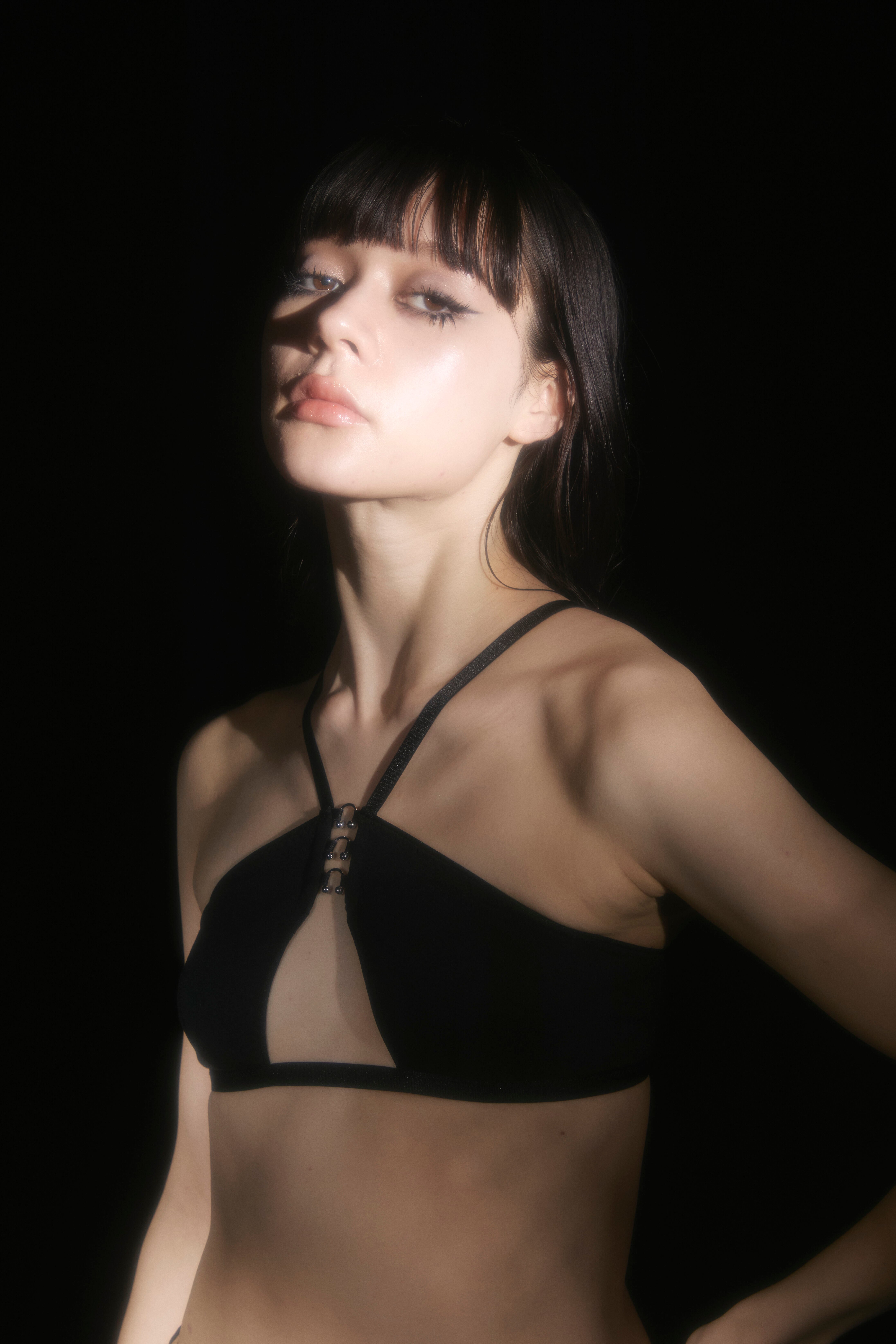 トップス Kiff lingerie triple piercing bra sheer Triple Piercing Bra [ PETITE PAUSE ]-Piercing- / Black | Kiff Lingerie