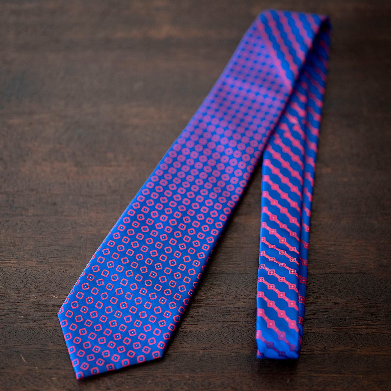 【正規品】Stefano Ricci（ステファノリッチ）シルクネクタイ | 小紋柄ブルー×レッド | THE TIE STORE powered by  BASE