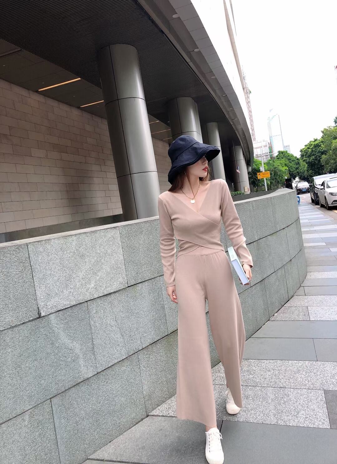 カシュクールニット　パンツセットアップ　AJ1050-D009