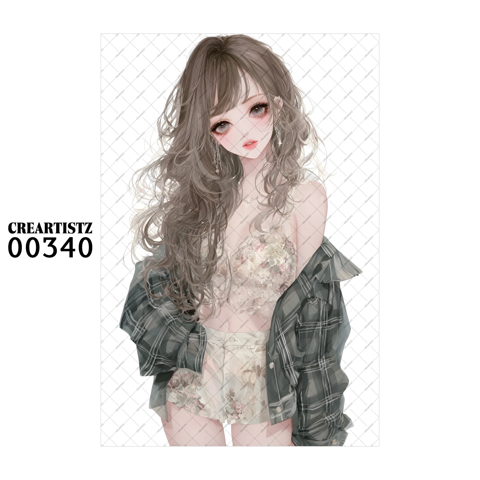 00340 ガール キュート オリジナル ペーパー/ステッカー 4枚セット CREARTISTZ