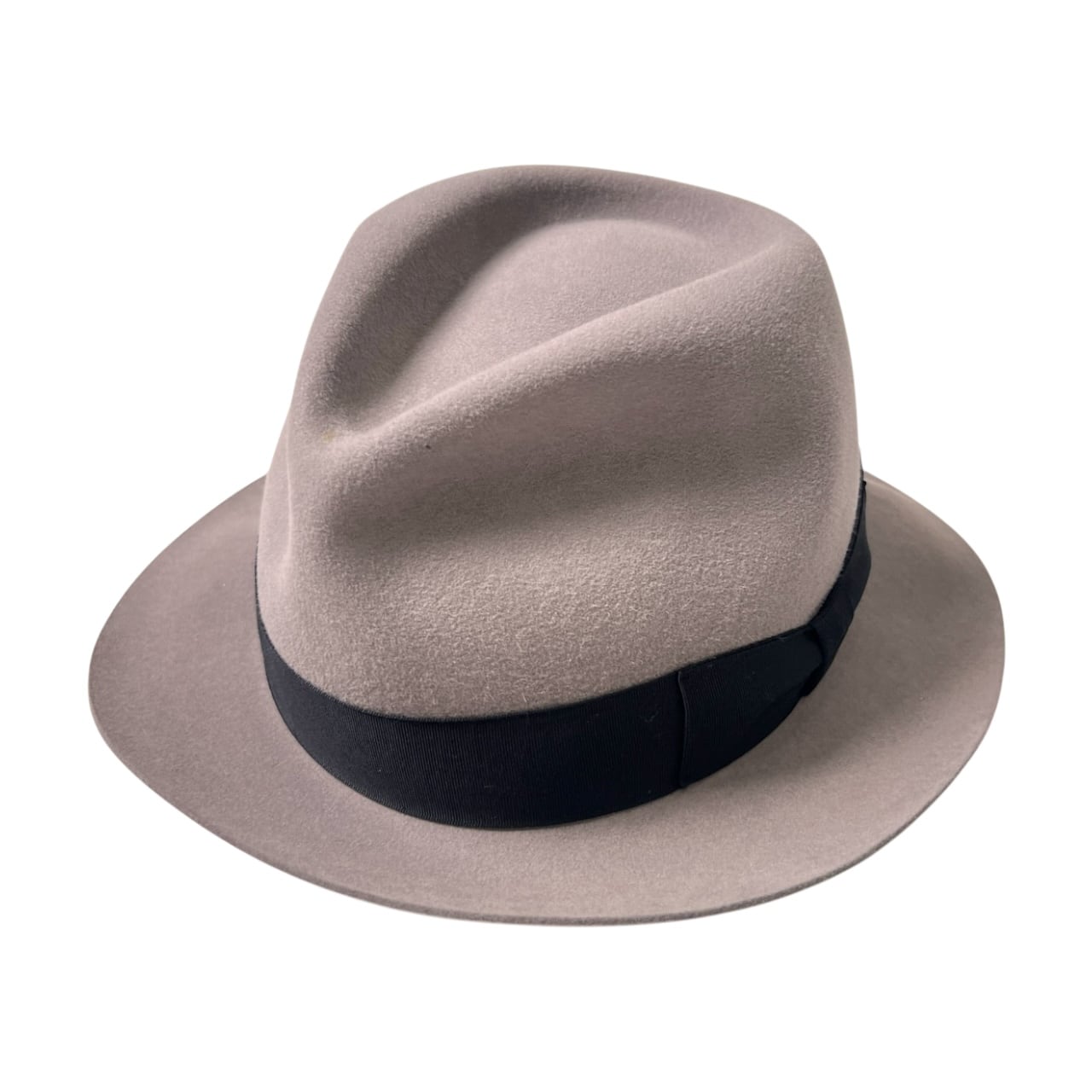 銀座 トラヤ帽子店 ハット 帽子 毛(兎)100% 羽飾り カーキグレー 銀座