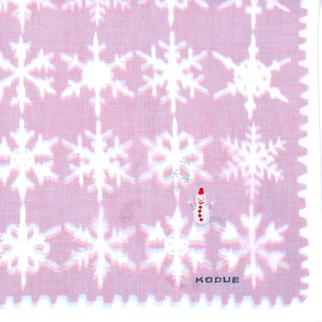 【冬季限定】ひびのこづえ ハンカチ 雪の結晶 / ホワイト 刺繍入り 2枚合わせ 48x48cm KH07-15