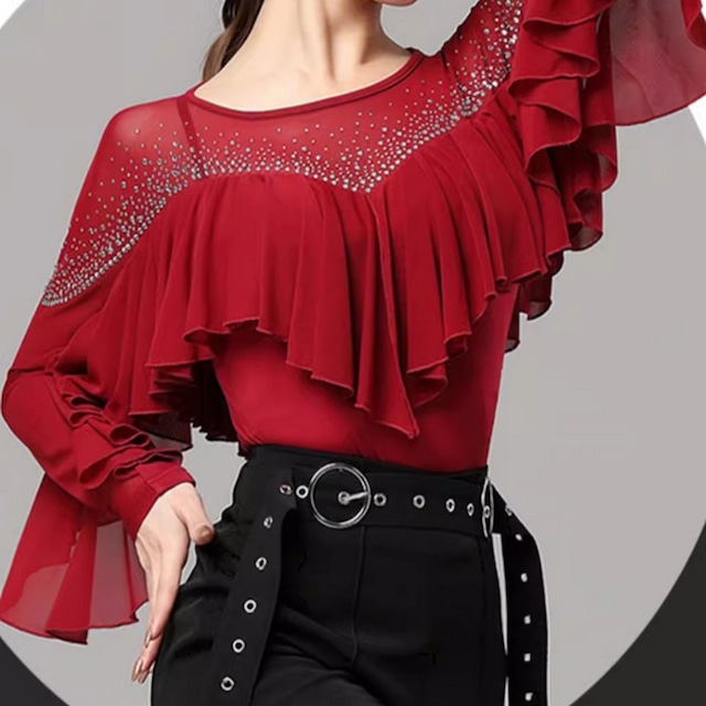 フリルデザイン ストーン トップス 【レオタードタイプ】 ds0102