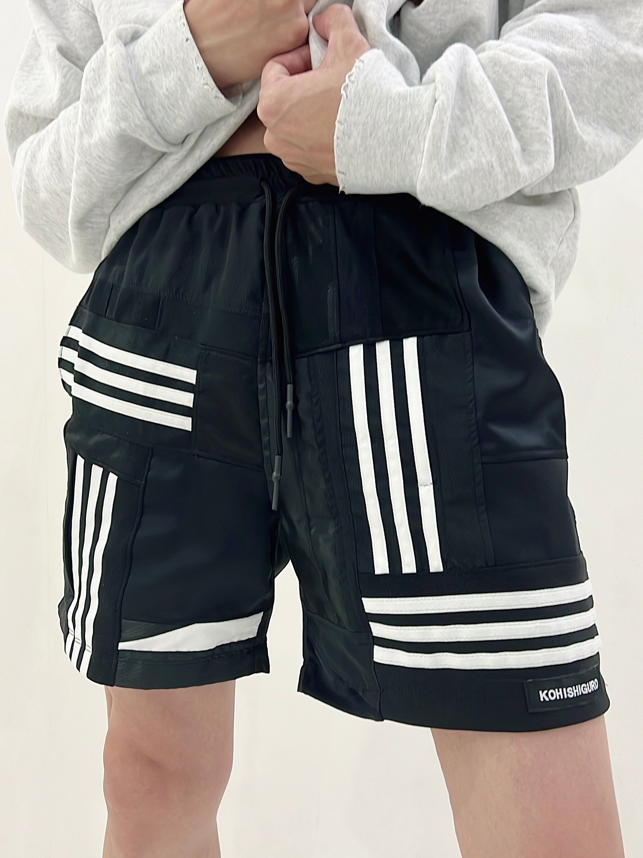 KOH ISHIGURO Upcycled Crazy Patchwork Short Pants -BLACK- Mens