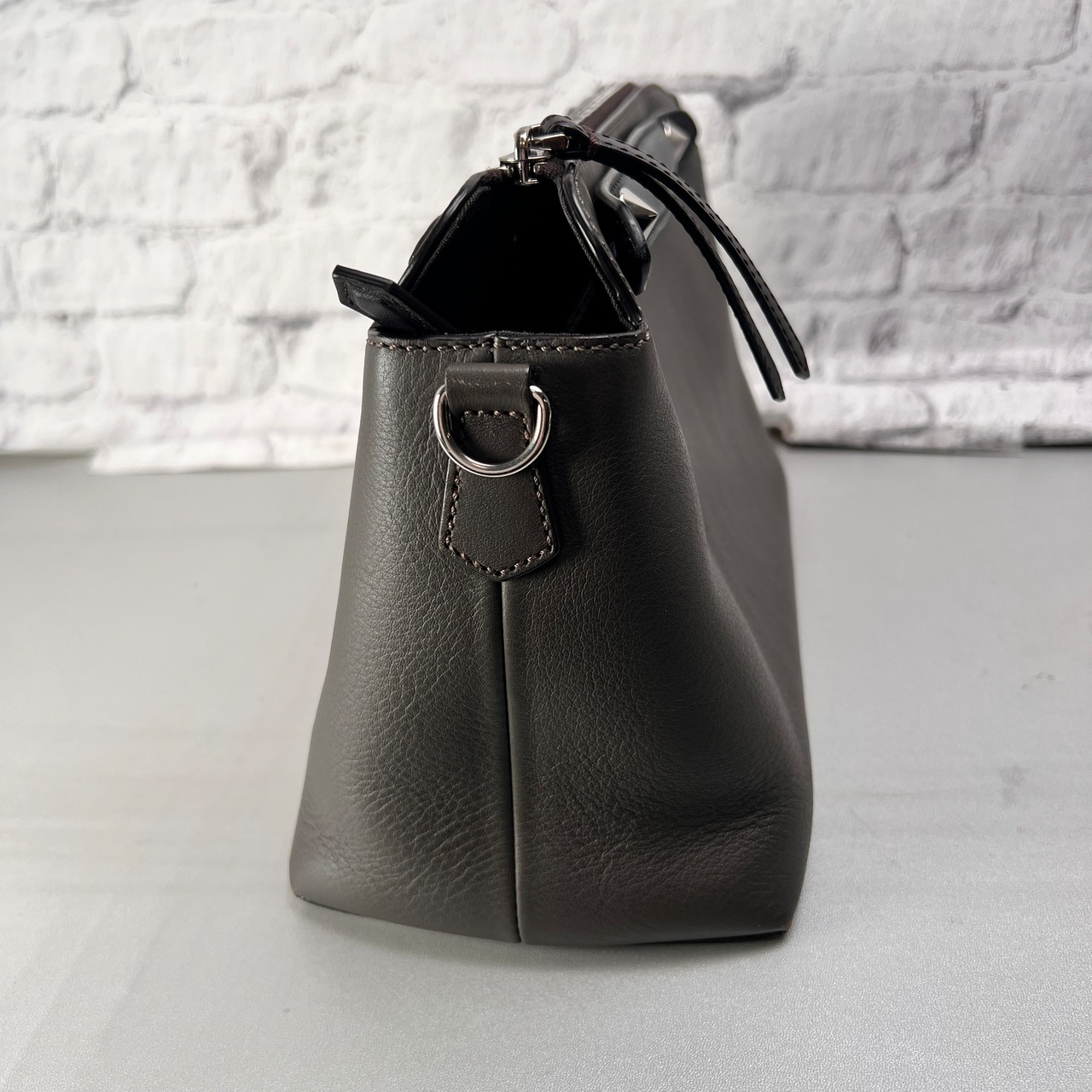 FENDI フェンディ バイザウェイ レザー ハンドバッグ グレー A-13757