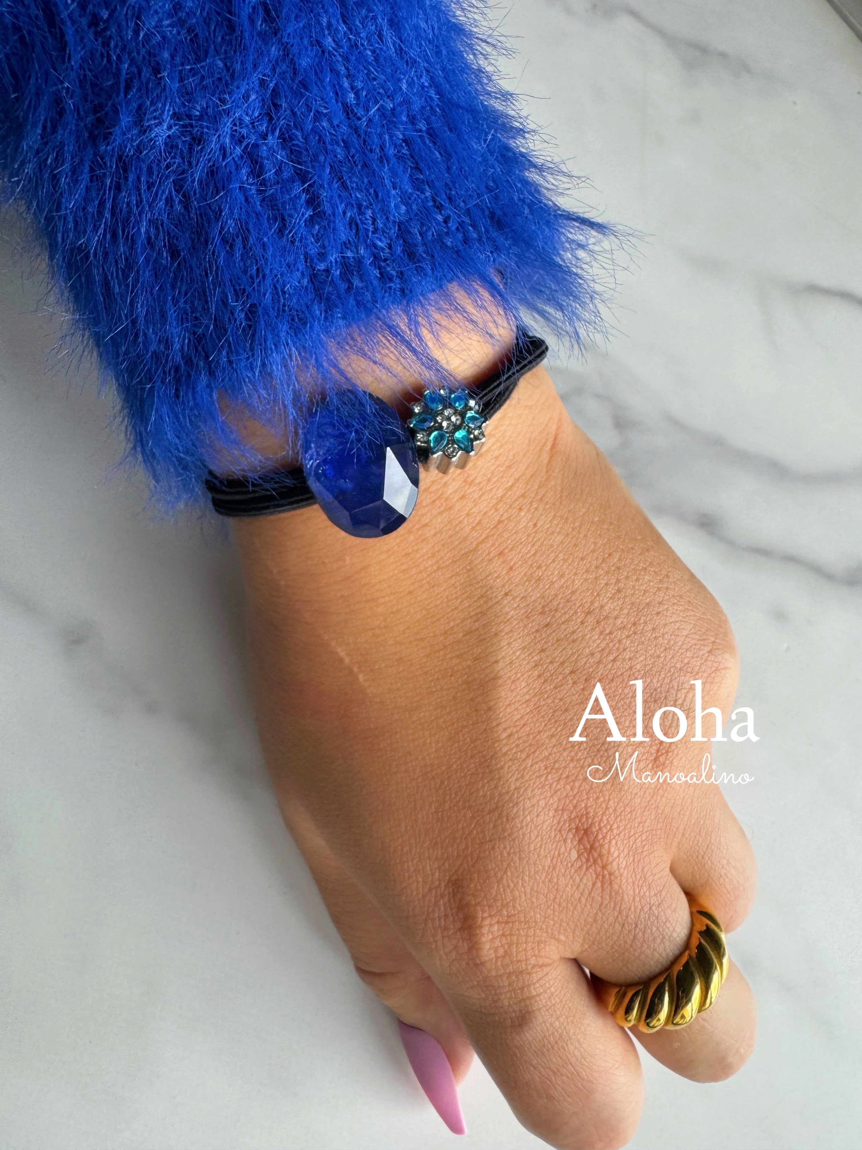 Baby Lapis lazuli×Crystal hair accessory(ベビーラピスラズリ