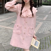 Powder Pink Doll Collar Dress 5005