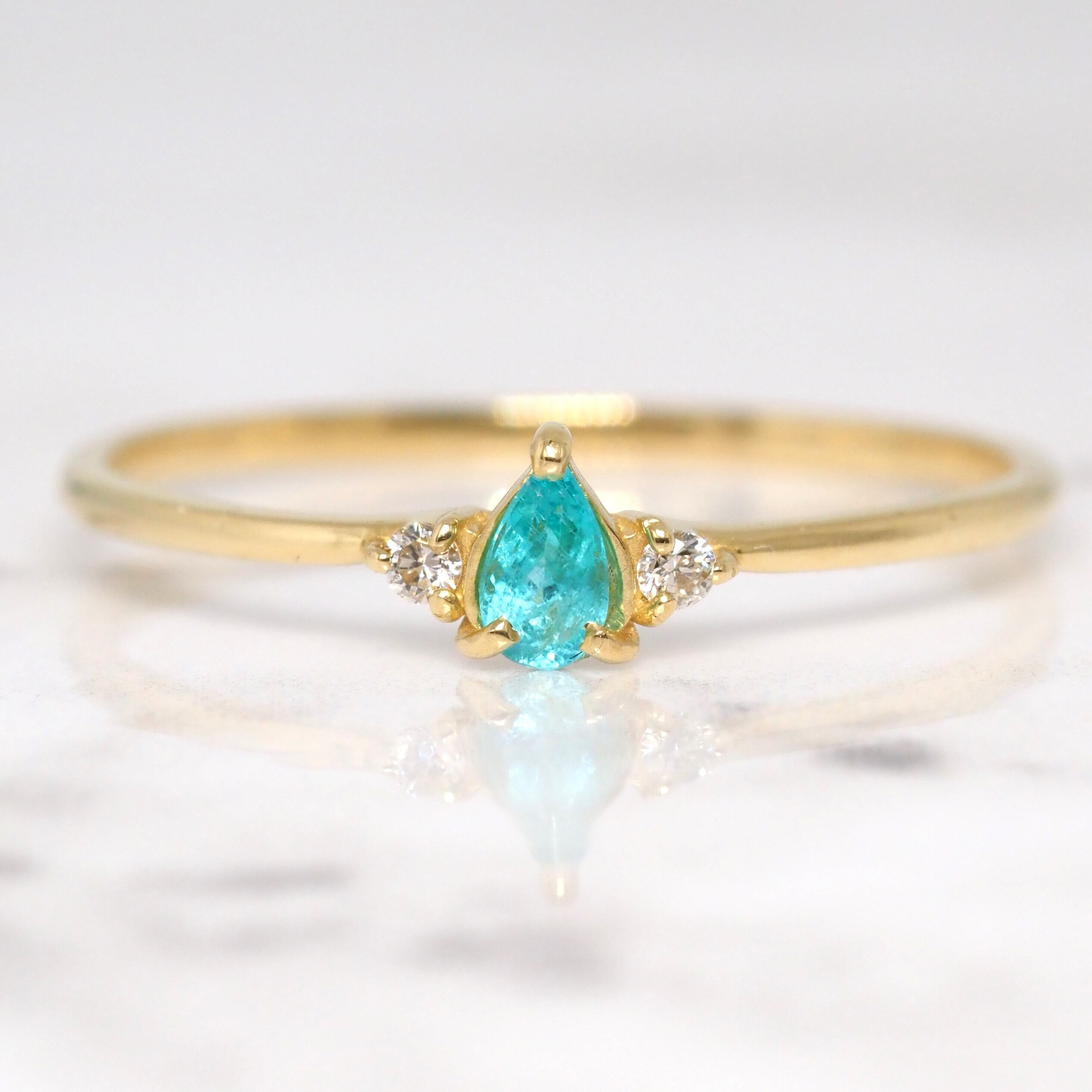 パライバトルマリン ブラジル産 リング 0.1ct D0.02ct k18 CGL 