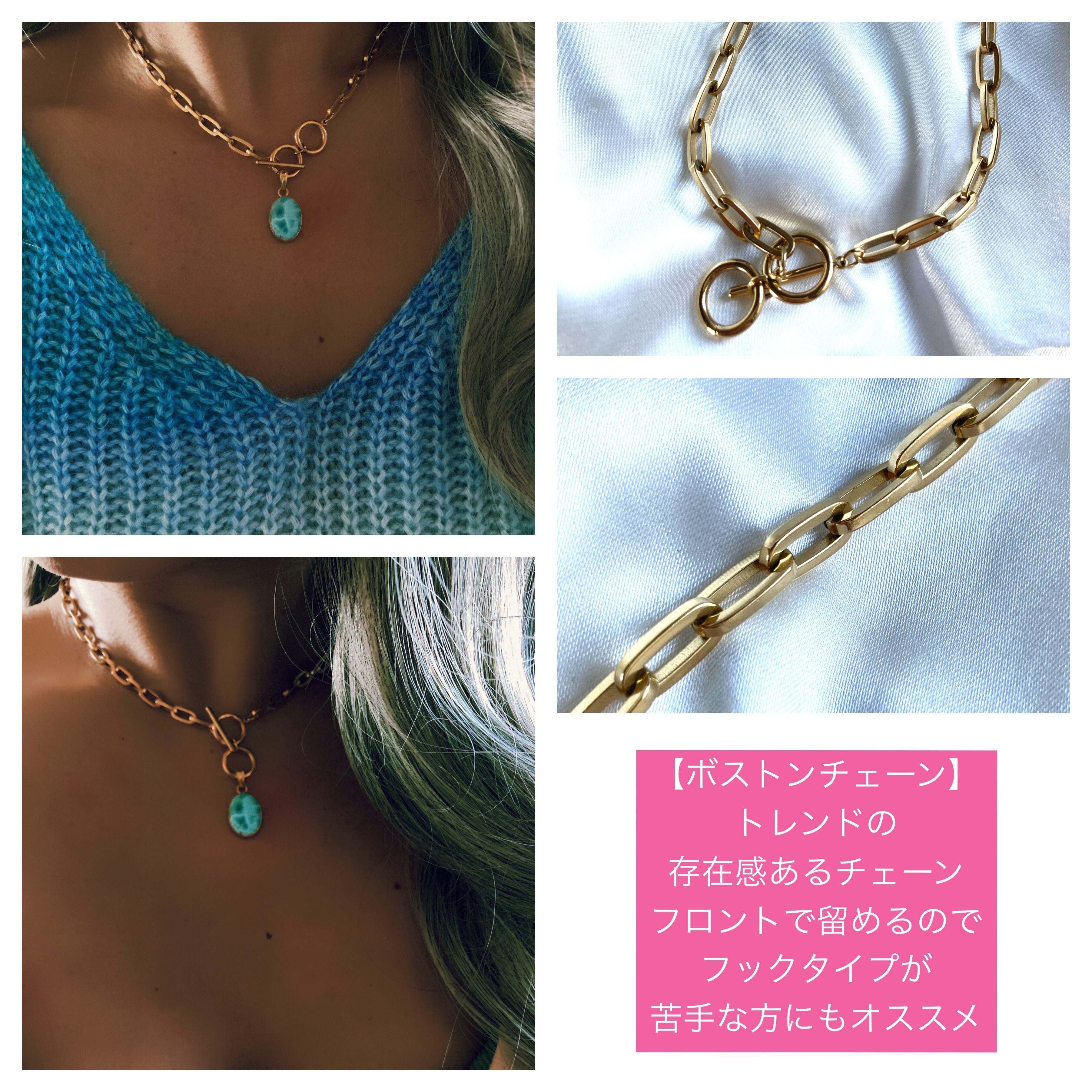 Sランク Larimar necklace(セミオーダーラリマーネックレス