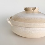 土鍋 8号 2〜3人用 直火専用 白刷毛目 深型 耐熱 日本製 萬古焼 送料無料