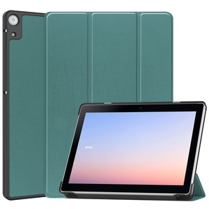 【人気】For NTT DOCOMO dtab d-51C 10.1インチ ケース 【larfbulroc】軽量 薄型 PU レザー スマート カバー 耐衝撃 傷防止 ハード 背面 ケース 三つ折り スタンド オートスリープ ウェイクアップ 機能 dtab d-51C 対応 (濃い緑)
