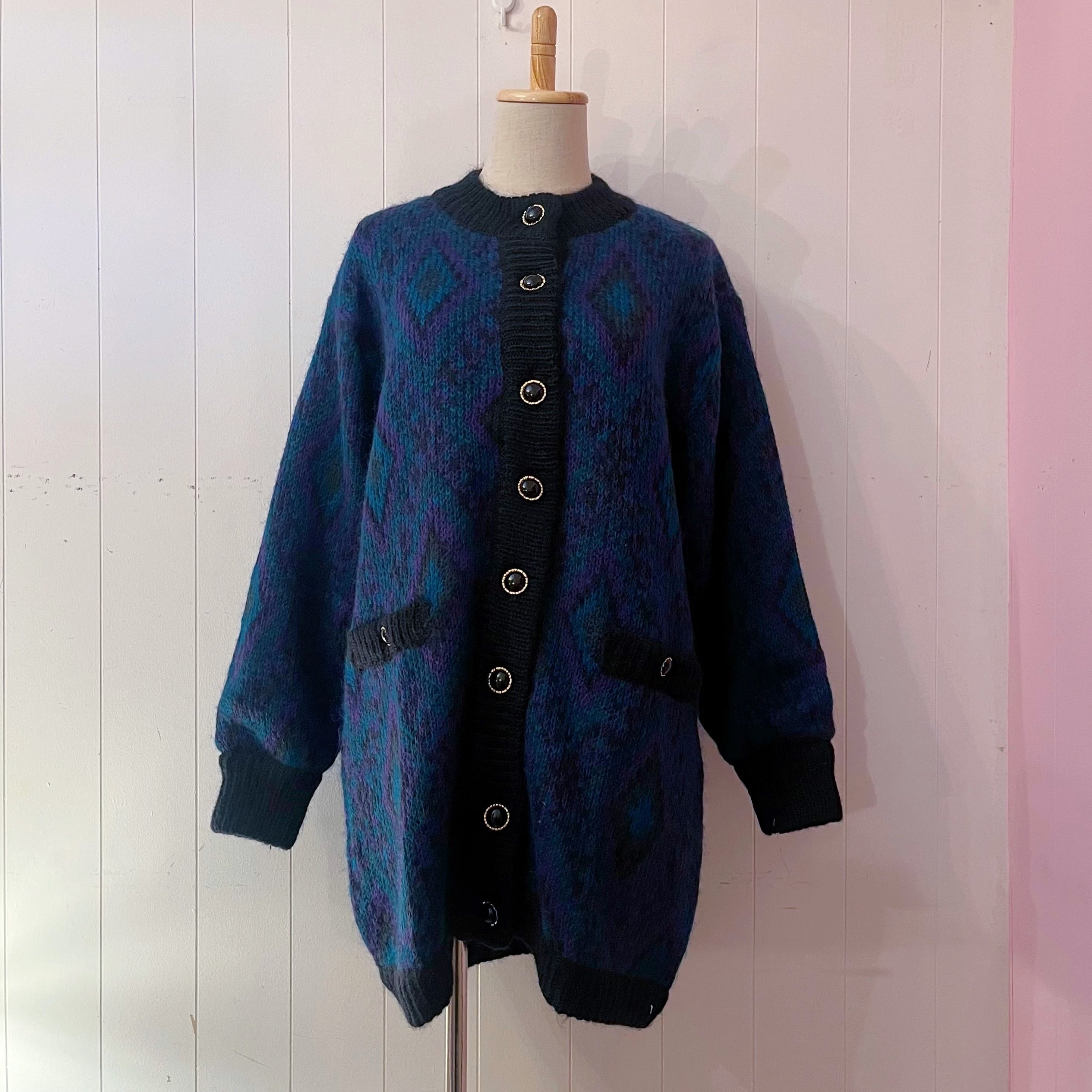 blue diamond liner knit cardigan
