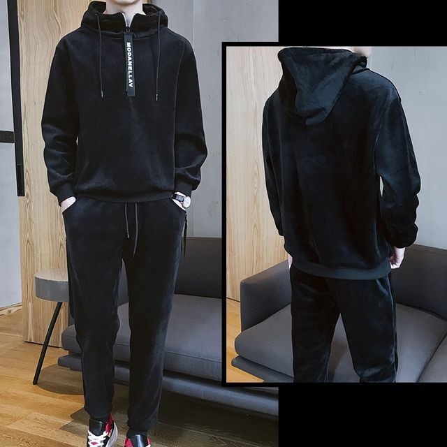 予約販売】スエット上下 ベロア セットアップ メンズ フード付き 
