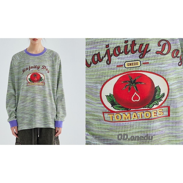 トマトレトロプリントメランジロングT 2col R00782