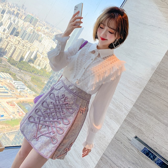 スタンダードFlowerデザイン ハイウェストウェストAラインスカート ウィンター レトロ 冬物 シルク フラワーデザイン MIUCO57831744950