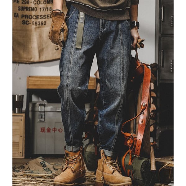 Wide silhouette denim pants P646