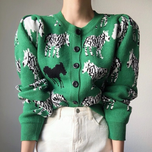 ZEBRA CARDIGAN GREEN