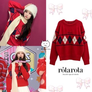 ★NMIXX ソリュン 着用！！【rolarola】ARGYLE KNIT PULLOVER RED