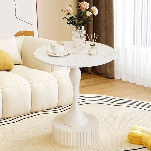 サイドテーブル テーブル ミニテーブル ナイトテーブル コーヒーテーブル ヨーロピアン おしゃれ シンプル 石目柄 テラゾー柄 ホワイト 白 グレー 韓国風 インテリア 丸型 ラウンド 大理石 コンパクト 可愛い