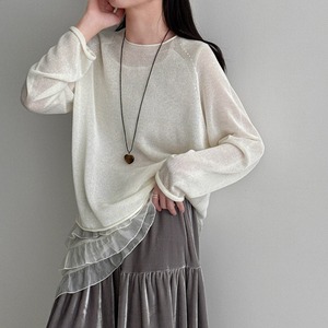 round-neck sheer knit　J00476