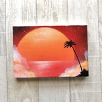 「紅い夕陽」 キャンバスパネル風景画
