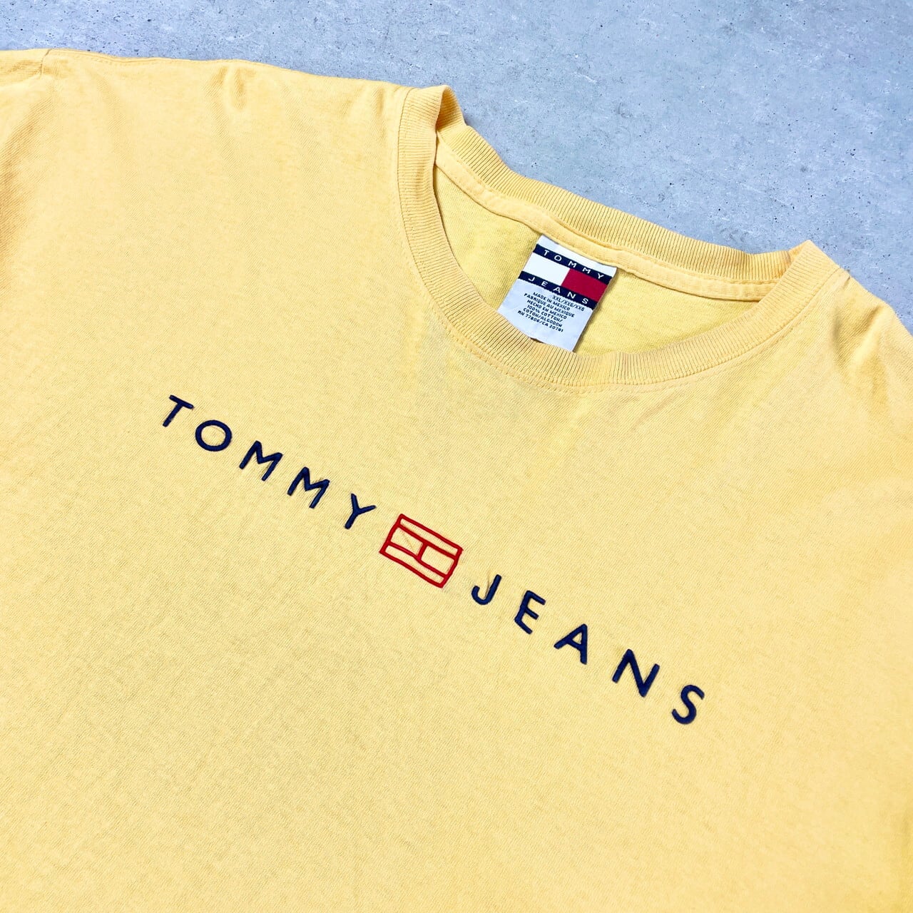 TOMMY JEANS トミー ジーンズ フロントロゴプリント Tシャツ メンズ2XL 古着 イエロー 黄色【Tシャツ】【FSS2308-50b】 |  cave 古着屋【公式】古着通販サイト