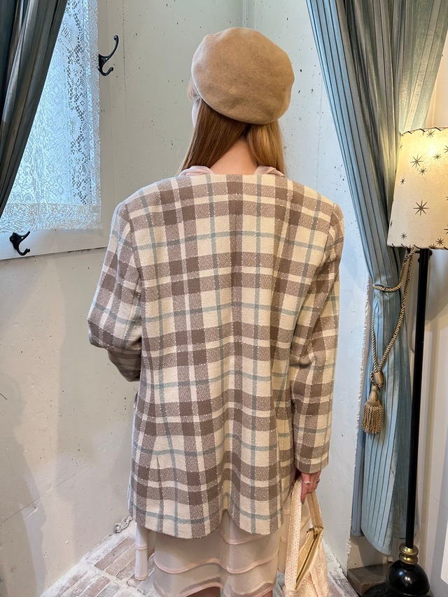 vintage pale tone check jacket