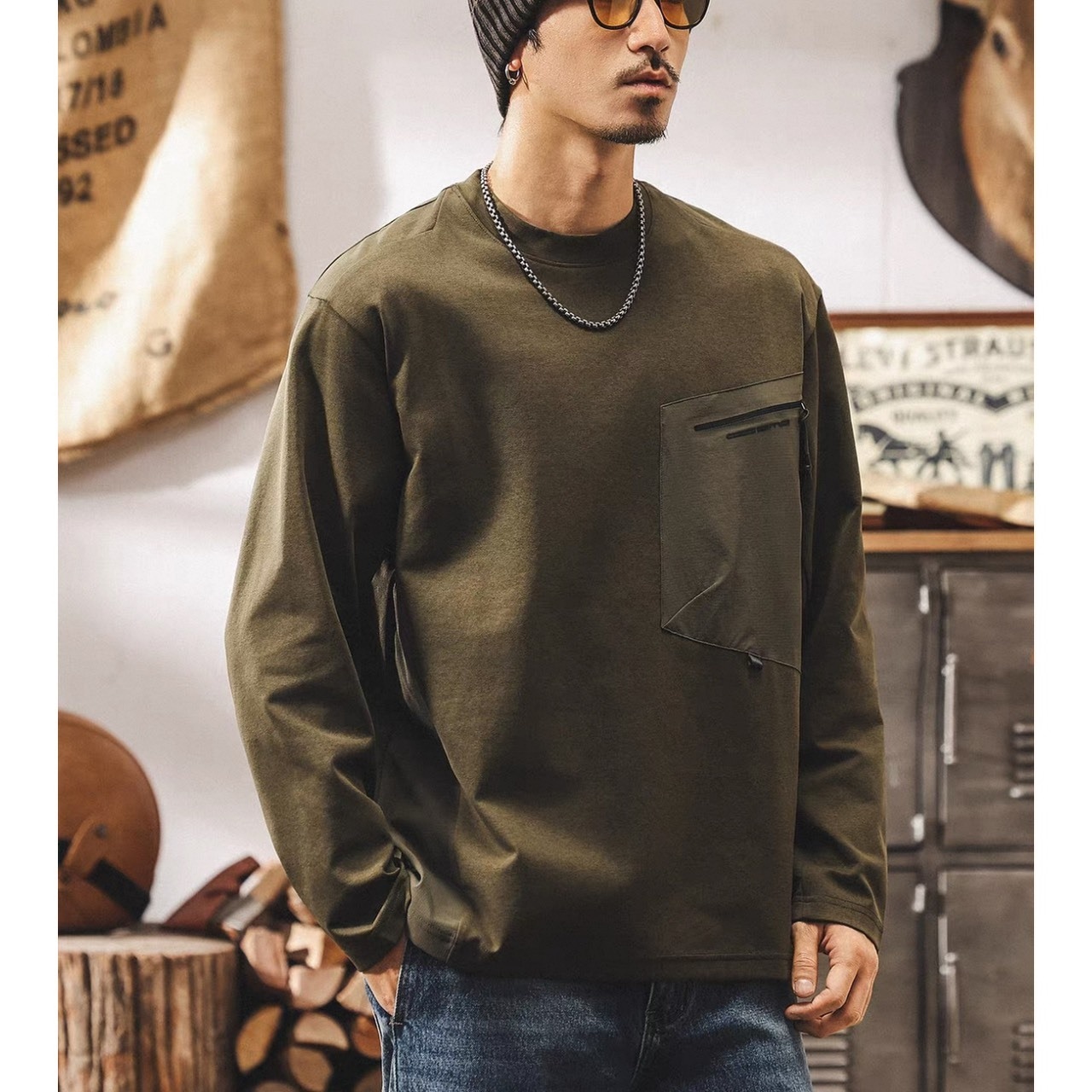 Zip pocket long sleeve tee 1269 - 4