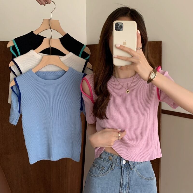 ストラップレスセーター 薄手サマーTシャツ 夏物 YY-ファッション44232425632