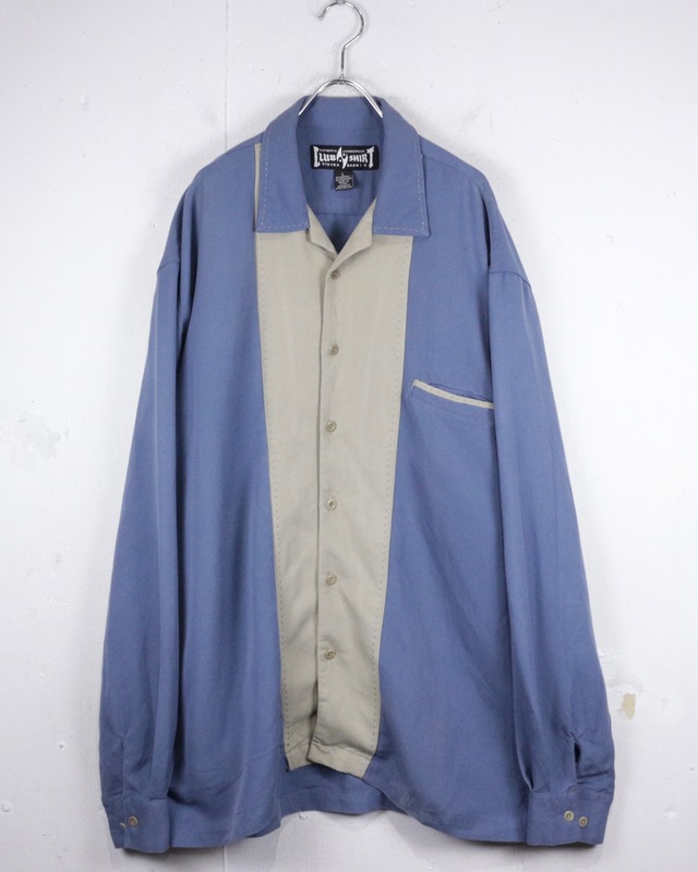 【Caka act2】Color Switching Vintage Loose L/S Open Collar Shirt