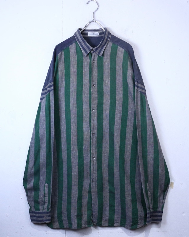 【Caka act2】“ENRICO COVERI” Stripe Switching L/S Shirt