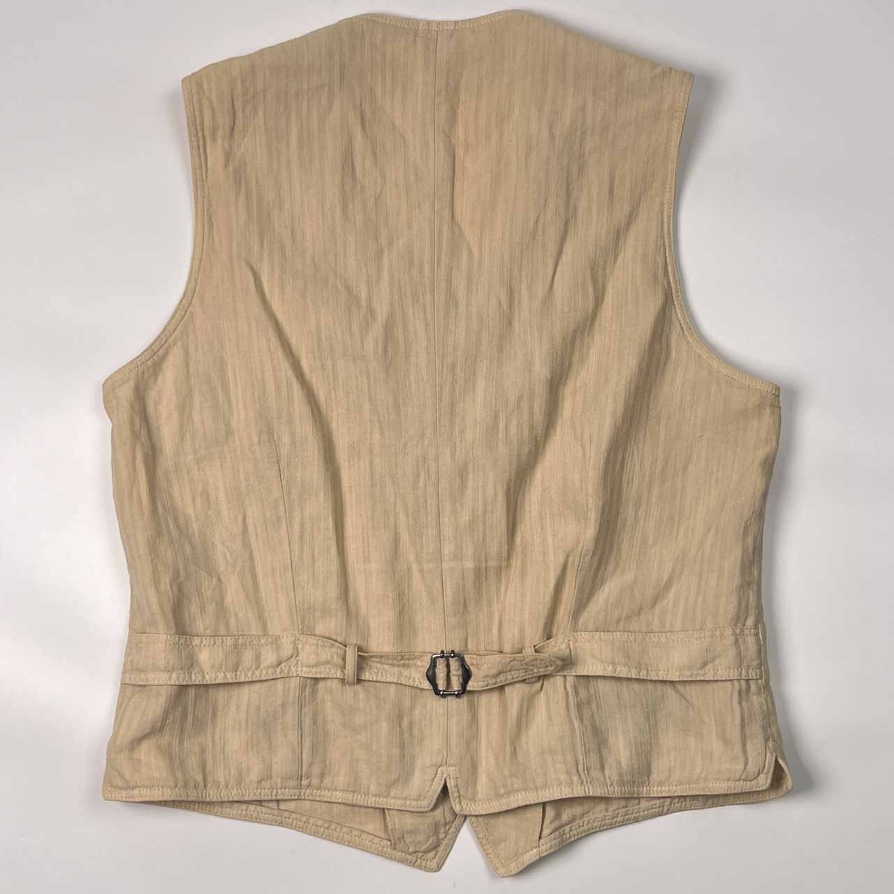 イタリア製 リネン混 LARDINI ラルディーニ TESSUTO ESCLUSIVO生地 ベスト ジャケット 52/アイボリー系 メンズ