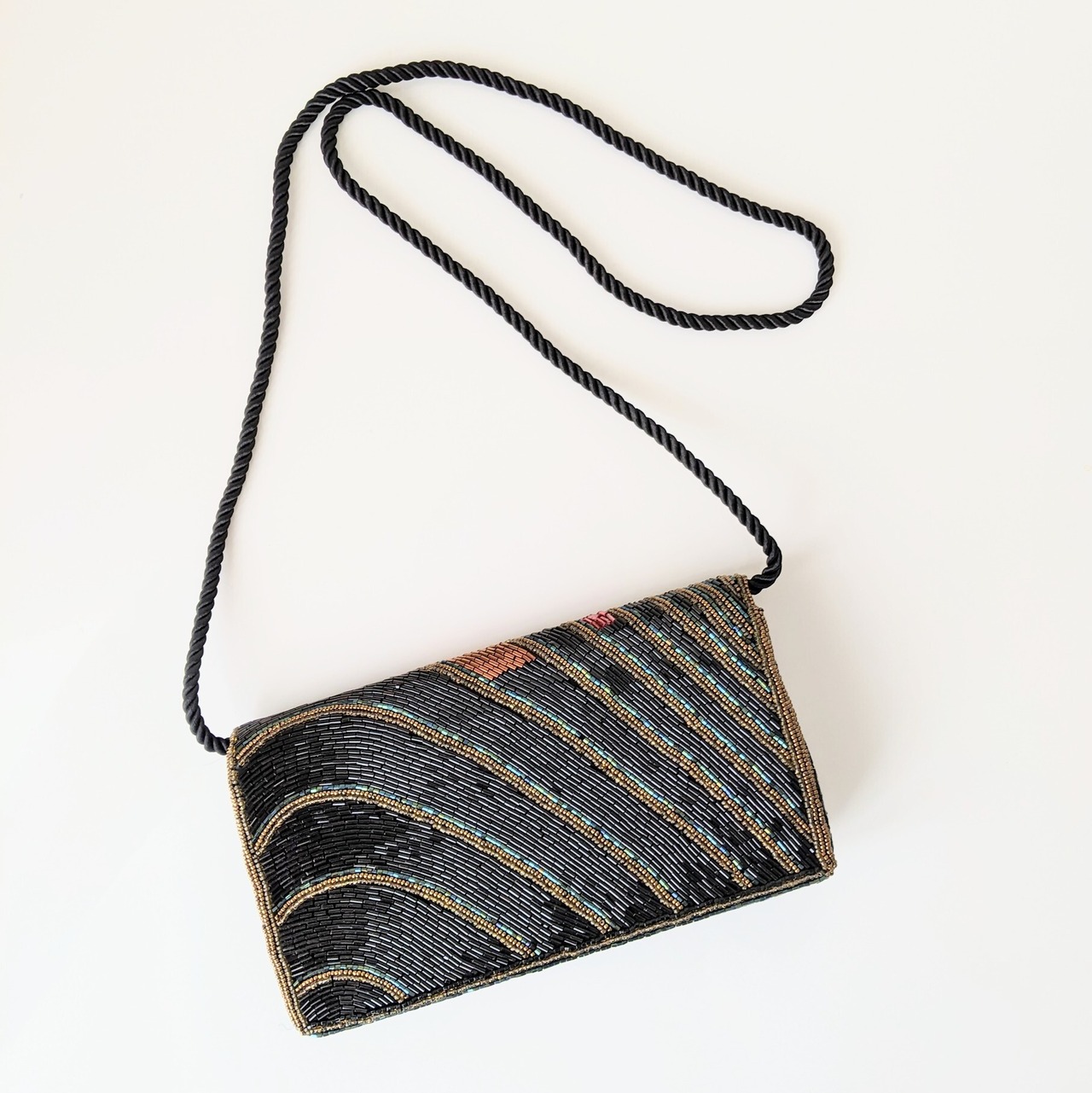 vintage】ビーズ刺繍バッグ パーティーバッグ ショルダーバッグ 80年代 